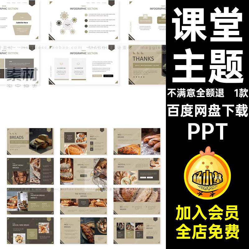 1款面包课堂点心工作室课件蛋糕模板甜点美食烘焙主题西点培训