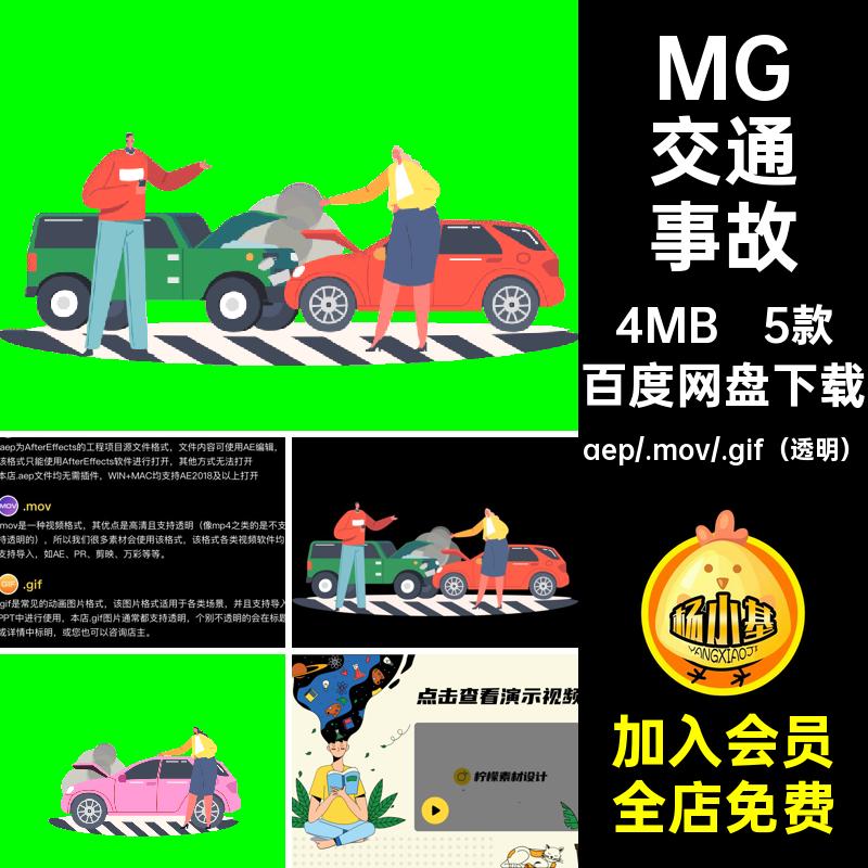MG交通事故5款GIFMOVPR素材源文件车祸卡通人物场景动画AE意外