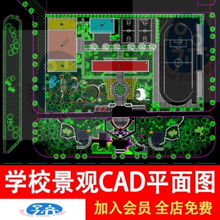 学校校园建筑规划CAD总平面图纸园林景观教学楼绿化设计素材图库