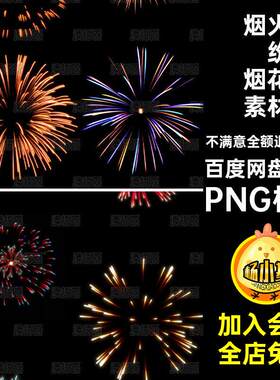 真实烟花素材高清30PPNG扣后期五彩缤纷款绚丽多彩秀烟火元