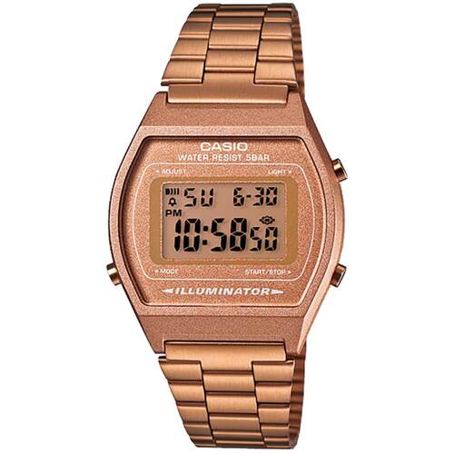 CASIO卡西欧B640WC 5A中性数字手表玫瑰金色Ion镀不锈钢Ba