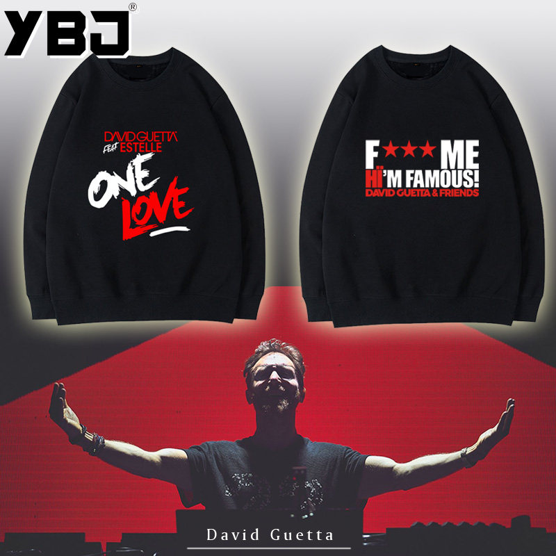 电音DJ大卫库塔David Guetta字母印花卫衣棉质长袖学生春秋打底衫