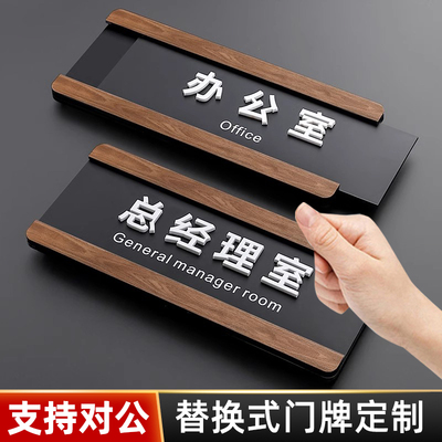 亚克力抽拉式门牌标识牌可更换办公室标牌总经理财务室会议室科室指示牌创意部门标志牌贴替换式高档门牌定制