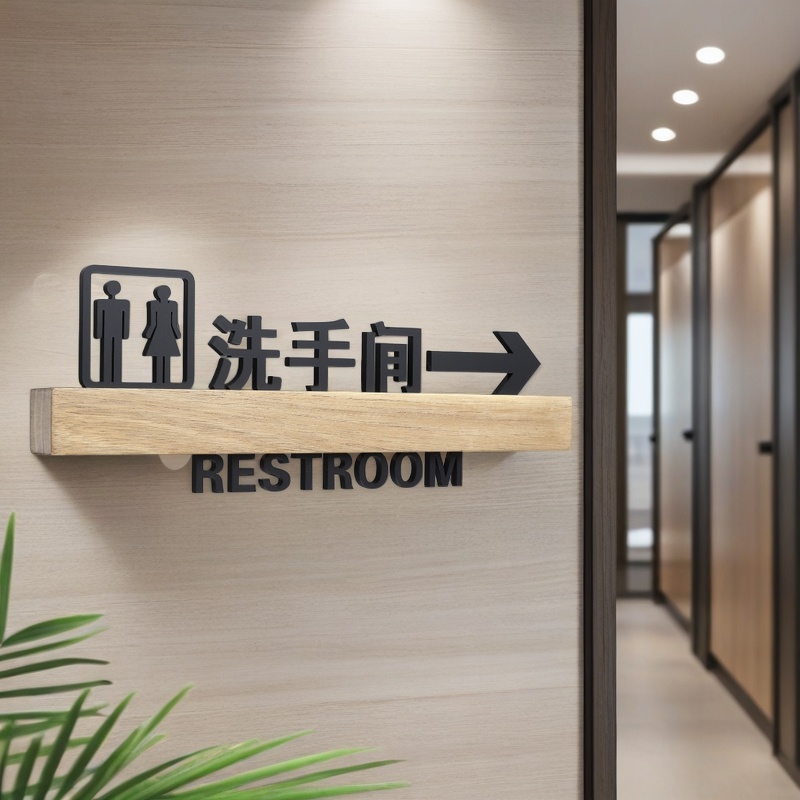 创意实木洗手间门牌标识牌定制