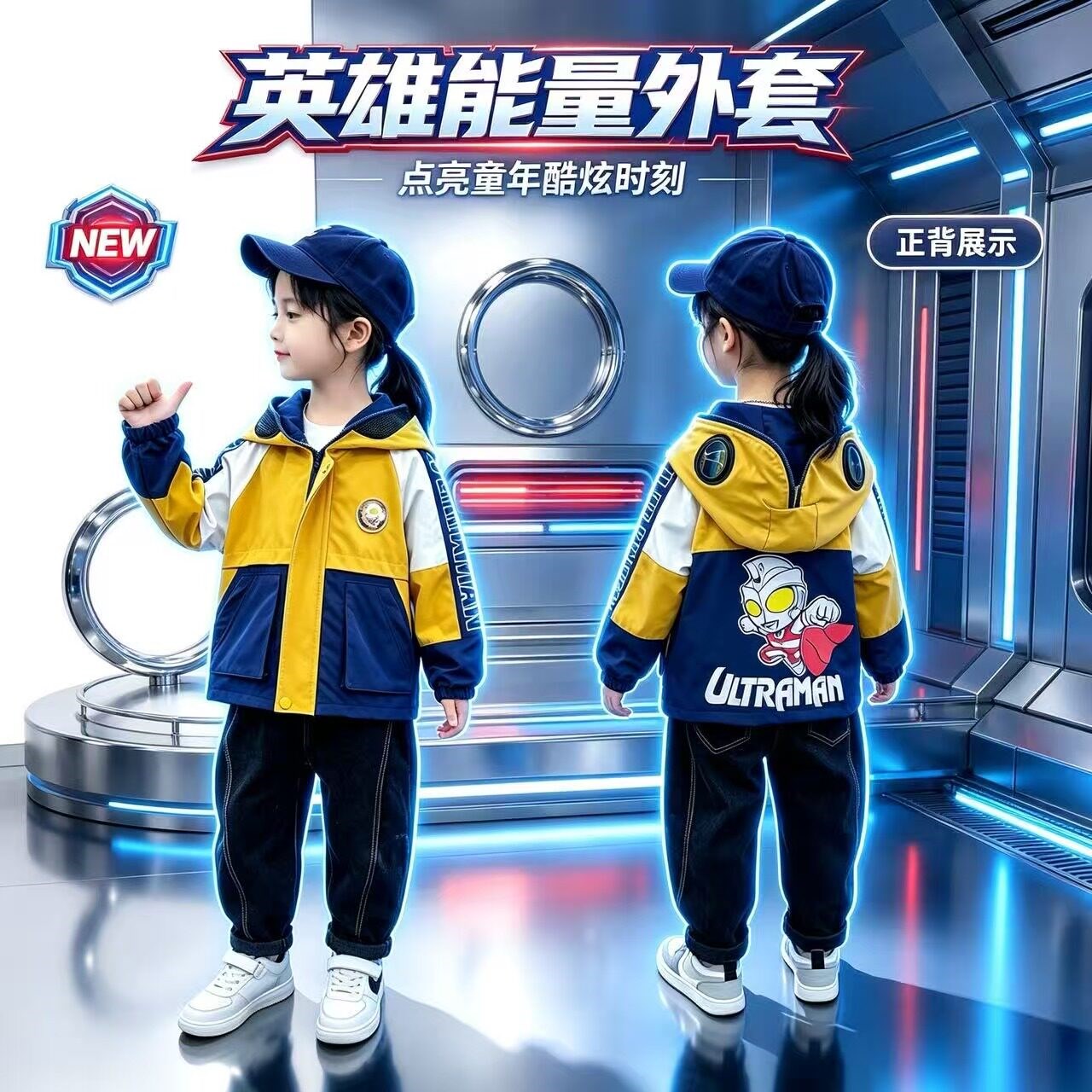 小女孩奥特曼外套亮灯衣服