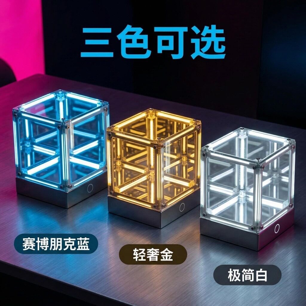 四维空间电竞桌面氛围灯亚克力小夜灯创意摆件台灯科技感卧室夜灯