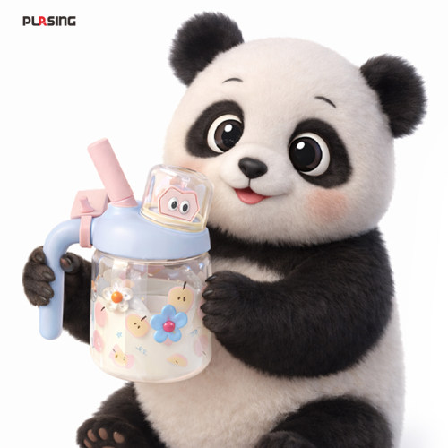 pursing玻璃水杯带把手吸管大容量可爱带盖新款家用泡茶高颜值杯