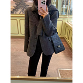 高级感灰色短款 呢子大衣潮 西装 毛呢外套女韩版 2025秋冬小个子新款