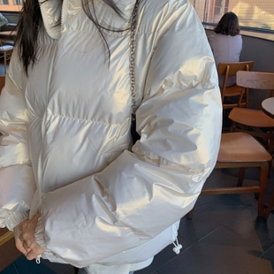 免洗面包服 洋气短款 高级感亮面羽绒服女宽松冬韩版 小个子加厚时尚