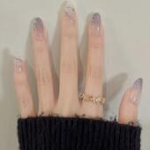 高级梦幻纯欲紫星钻仙女气质美甲猫眼碎钻贵气显白通勤韩系穿戴甲