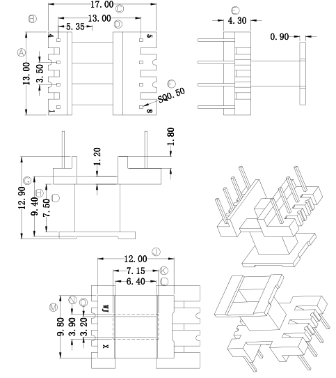 ee13铁氧体pc44磁芯高频变压器