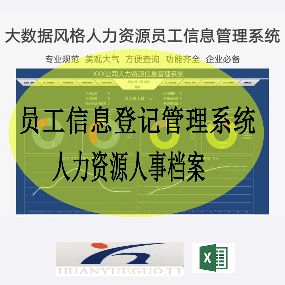 员工信息登记管理系统excel表格人力资源人事档案生日查询统计表