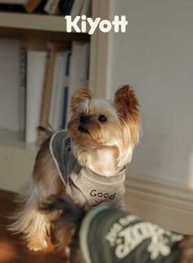 KIYOTT 狗狗宠物春夏西施约克夏可爱纯棉军绿灰色假两件