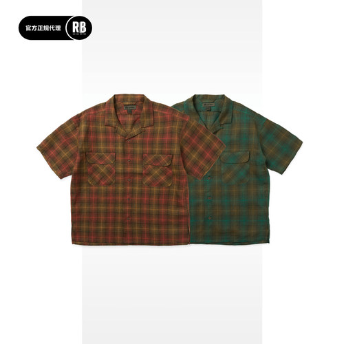 Nigel Cabourn新品复古格子短袖开领衬衫男宽松美式休闲百搭衬衣