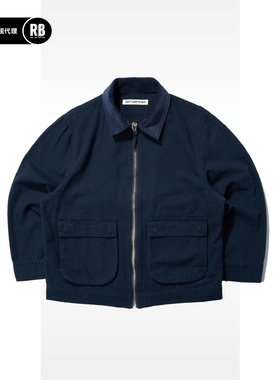 SOFT CONTAINER 洗水做旧灯芯绒翻领夹克多袋外套RADIANCE-Blue