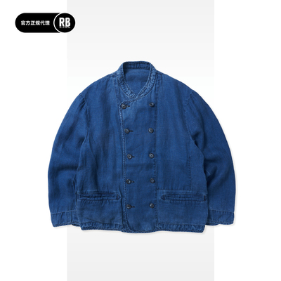 PORTERCLASSIC蓝染麻质机车夹克