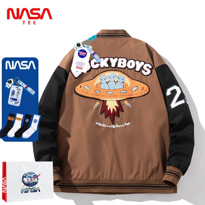 NASA联名棒球服男chic早春新款运动休闲外套美式潮牌宽松飞行夹克