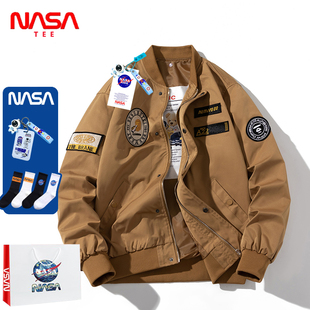NASA联名春秋薄款美式棒球服男女情侣外套街头潮牌宽松飞行员夹克