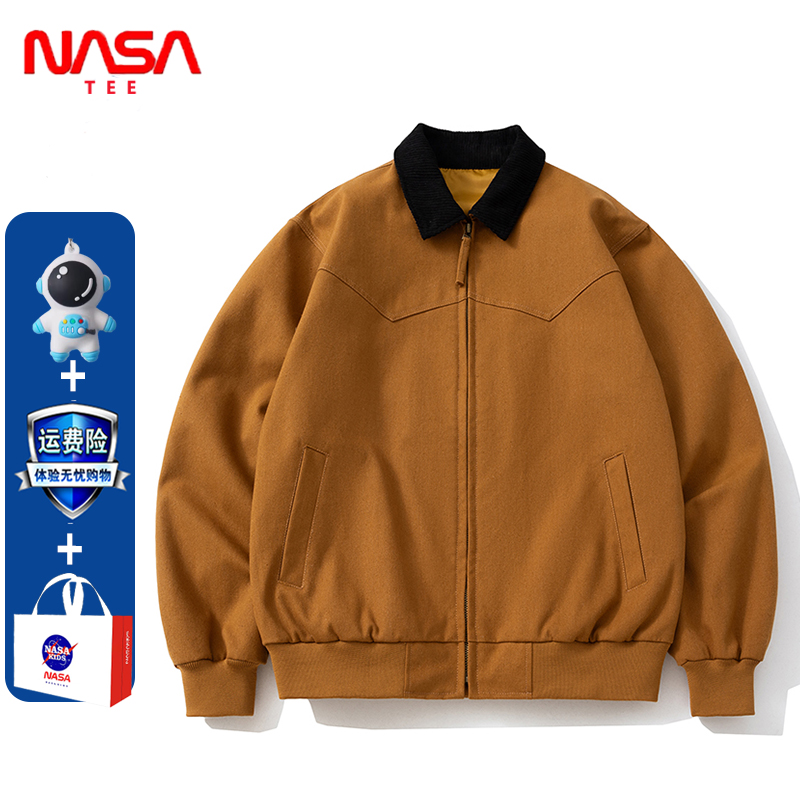 NASA联名春秋薄款外套情侣男女日系复古飞行员夹克宽松潮牌棒球服