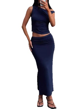 Sexy sloping shoulder collar slim fit dress性感斜肩领连衣裙