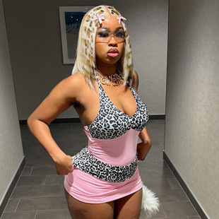 Sexy patchwork pleated hip hugging dress拼接缩褶包臀连衣裙女