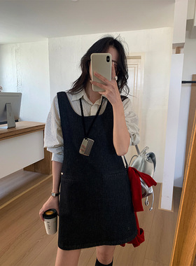 黄峥无袖牛仔背心连衣裙女2025春季韩系小个子休闲短裙H1FC510010