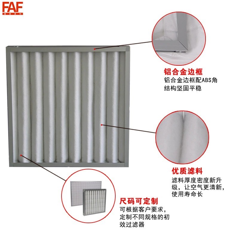 G4初效过滤器 平板式折叠覆网子母架绿白棉无纺布 初级空气过滤网