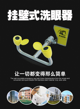 壁挂式洗眼器不锈钢304冲眼机紧急验厂简易双口实验室洗眼器台式
