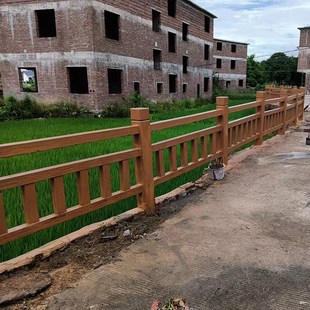 仿木水泥护栏户外景区河道栅栏园林公园仿古仿木纹围栏混凝土栏杆