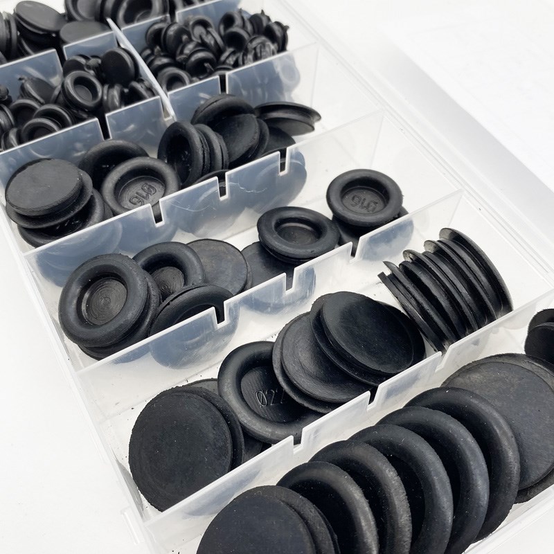 170pcs盒装单面橡胶实心护线圈黑色绝缘0型防尘套圈环机箱底座垫