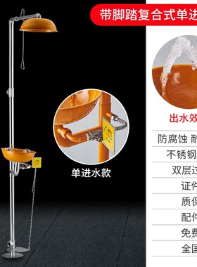 喷淋304不锈钢验厂防冻复合式工厂紧急冲淋洗眼器学校实验室立式