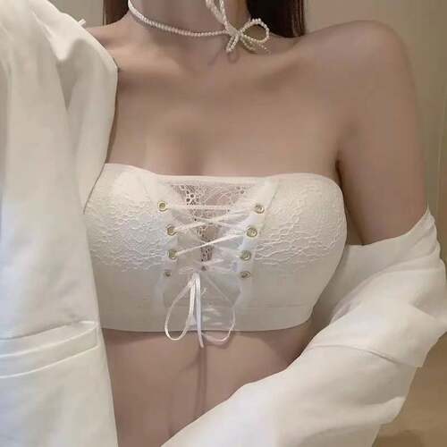 性感美背无肩带内衣防滑小胸聚拢显大隐形抹胸女学生裹胸婚礼文胸