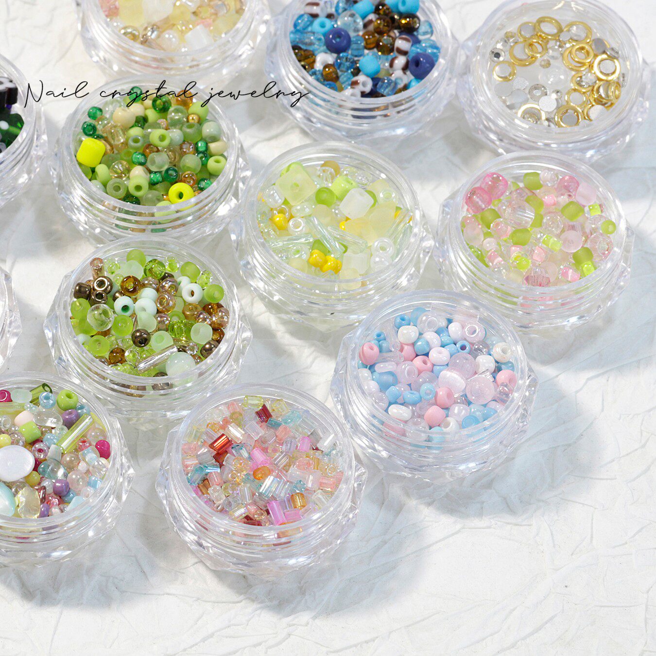 美甲糖果彩玻璃条小米珠指甲碎石