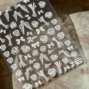 tomoni美甲浮雕贴纸复古玫瑰莫失晶钻画框网红爆款 指甲花朵饰品贴