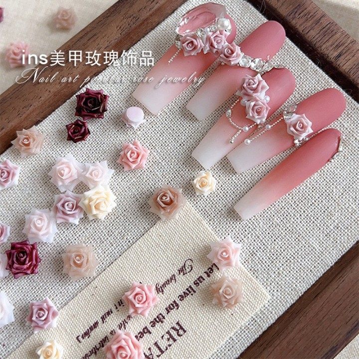 ins风美甲玫瑰花轻奢网红爆款山茶花软雕花拼钻搭配指甲饰品贴,彩妆/香水/美妆工具,指甲装饰,淘宝优惠券,粉丝福利购,淘宝优惠卷