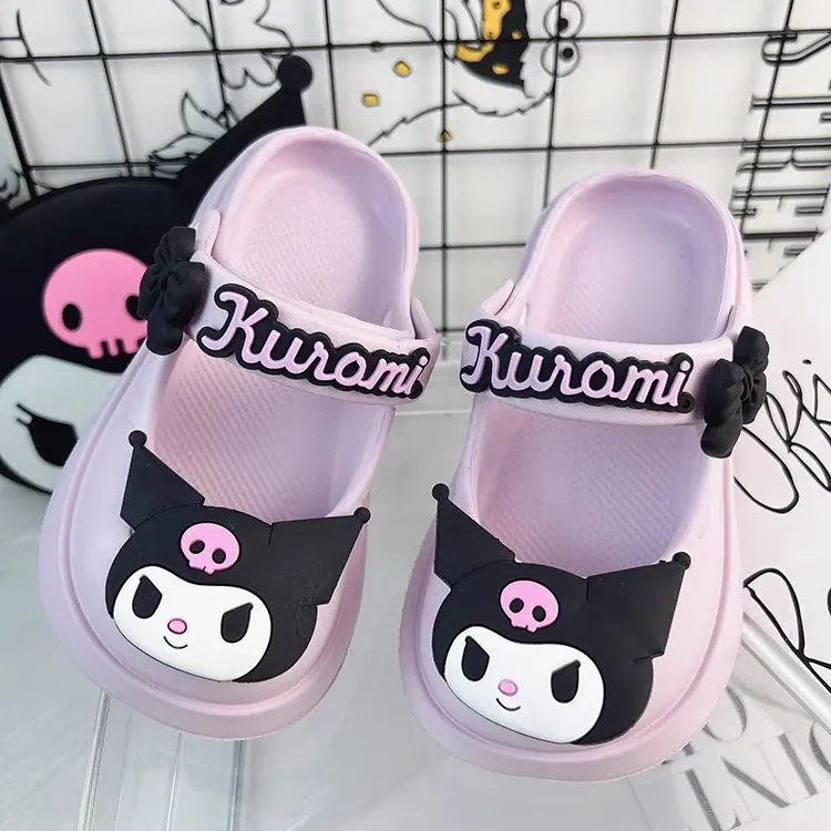 酷洛米紫色拖鞋卡通女孩子洞洞鞋少kuromi凉鞋防臭可爱外穿户外鞋