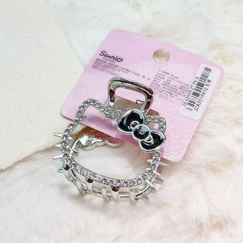 Kitty猫银色合金发夹高级感带钻