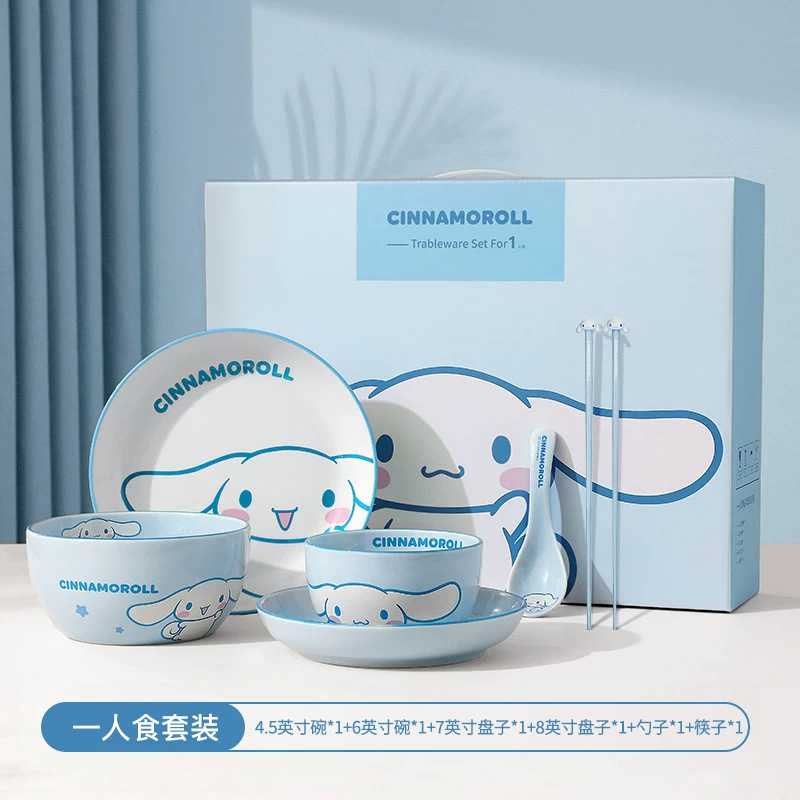 玉桂狗卡通餐具套装陶瓷碗盘
