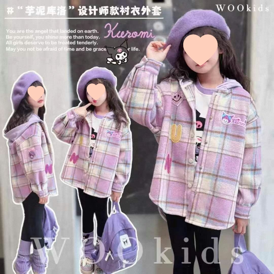 库洛米女孩子卡通格子外套