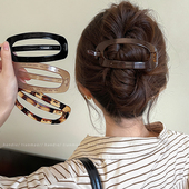 简约气质椭圆发夹女后脑勺高级感一字扭扭夹大号盘发量多头饰夹子