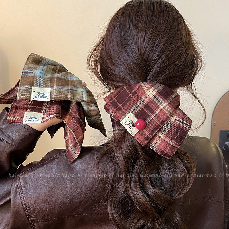 氛围感拉满格纹发圈！好好看啊～