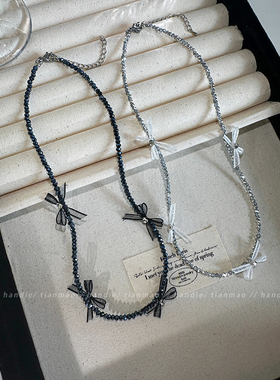 今晚有约！精致水晶珠蝴蝶结项链