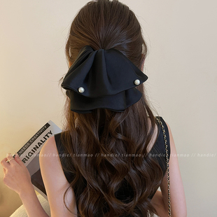 法式珍珠裙摆半扎发夹抓夹女高级感2025新款鲨鱼夹盘发马尾夹发饰