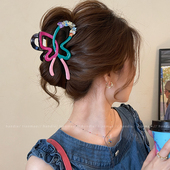 多巴胺蝴蝶结抓夹女高级感2025新款 大号发夹鲨鱼夹后脑勺盘发头饰