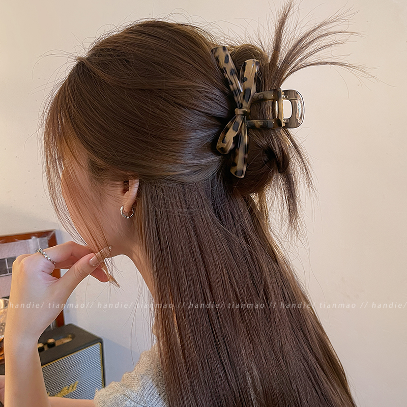 气质韩系豹纹蝴蝶结抓夹～好好看