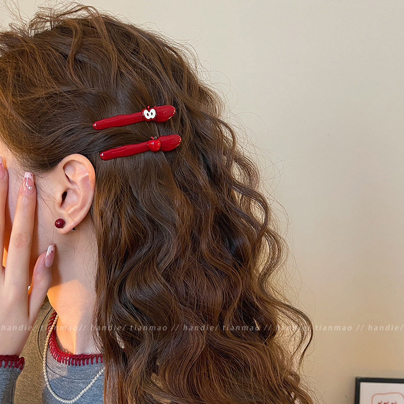 可爱小苹果一字发夹女2025新款高端鸭嘴夹刘海夹侧边夹高级感发饰,饰品/流行首饰/时尚饰品新,发饰,淘宝优惠券,粉丝福利购,淘宝优惠卷