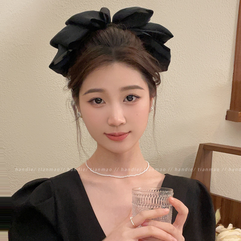 高级的法式~黑色大蝴蝶结发夹女刘海夹发卡发饰头饰边夹顶夹新款,饰品/流行首饰/时尚饰品新,发饰,淘宝优惠券,粉丝福利购,淘宝优惠卷