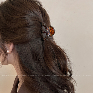 醋酸高马尾半扎发抓夹女2025新款 高级感鲨鱼夹发夹气质后脑勺头饰