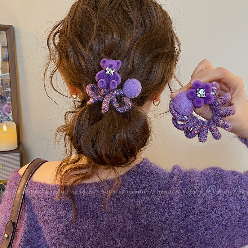 可爱小熊花朵圆球发圈女高级感电话线头绳甜美扎头发绳高弹力发饰,饰品/流行首饰/时尚饰品新,发饰,淘宝优惠券,粉丝福利购,淘宝优惠卷