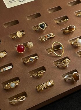 vintage中古风珐琅珍珠纯银戒指女小众设计轻奢高级感不掉色尾戒